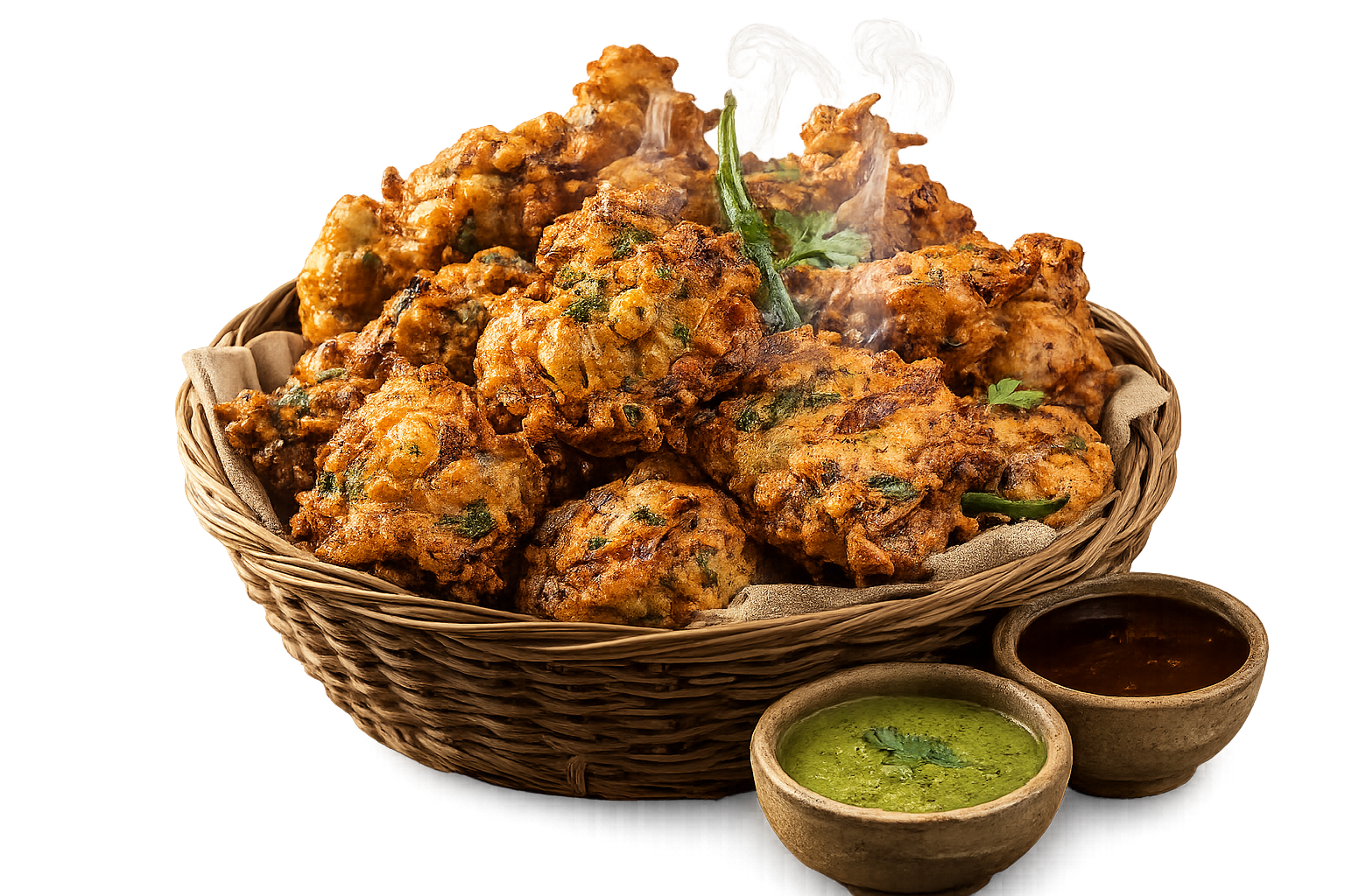 Freshly fried crispy PakoraOne pakoras